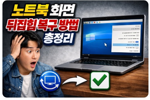 노트북 화면 뒤집힘