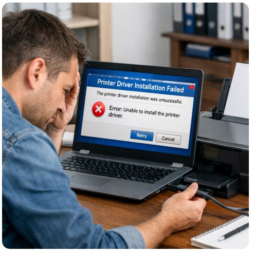프린터 드라이버 설치 실패
